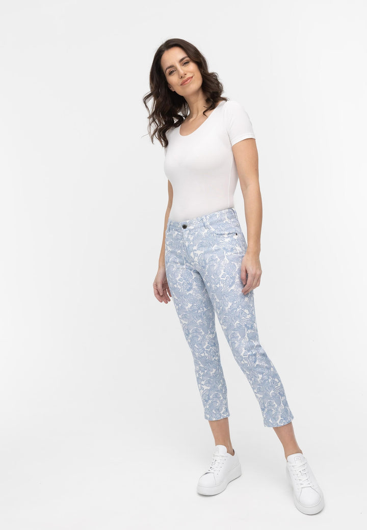 wonderjeans Ankle Dusty Blue White Flower Print